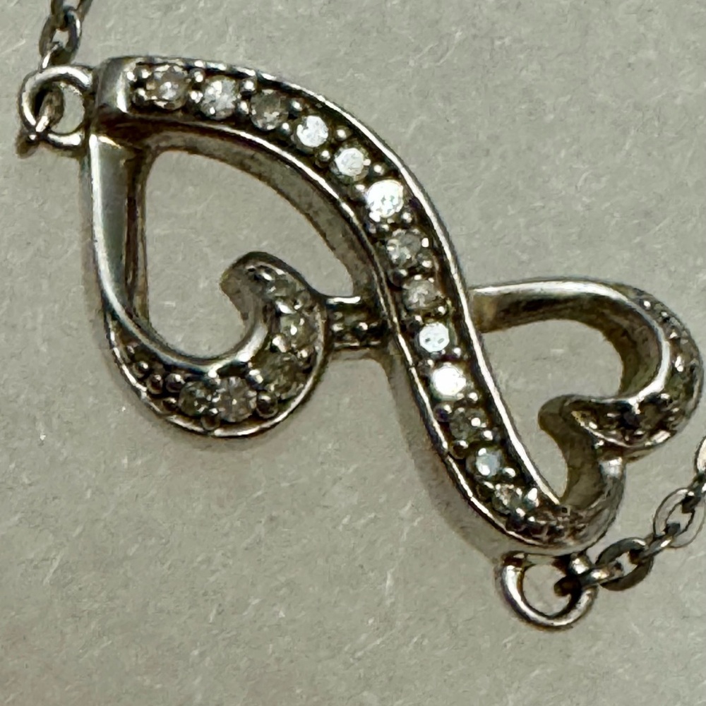 925 Silver Diamond Hearts Infinity Necklace
